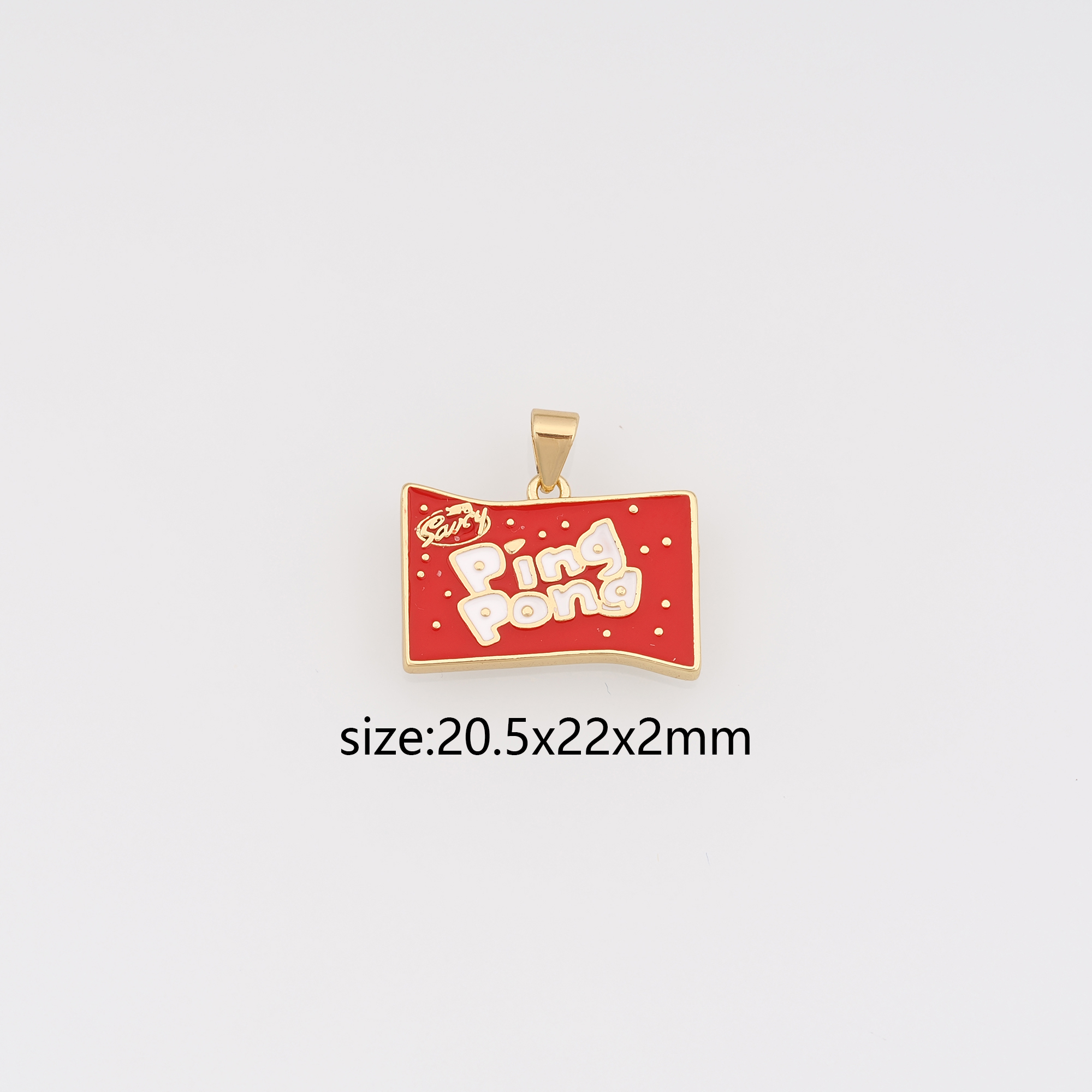 18K Gold Filled Ping Pong Pendant,Enamel Geometric Charm Earrings Necklace for DIY Jewelry Making Supply