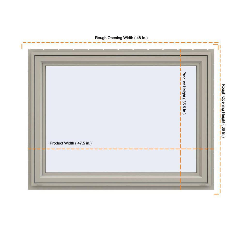 JELD-WEN 47.5 in. x 35.5 in. V-4500 Series Desert Sand Vinyl Awning Window with Fiberglass Mesh Screen CS3680