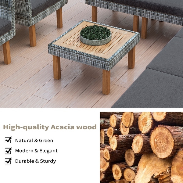 Leisure Zone 9Piece Patio Rattan Furniture Set with Coffee Table