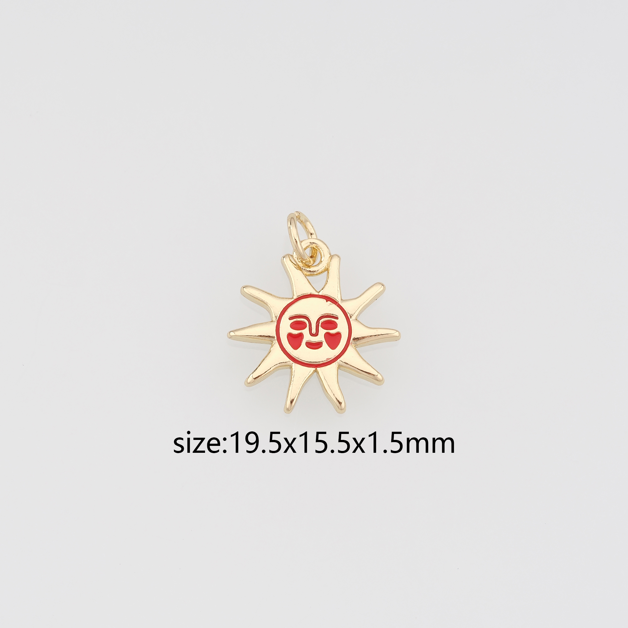 18K Gold Filled Sun Pendant,Dainty Sun Face Charm Earrings Necklace for DIY Jewelry Making Supply