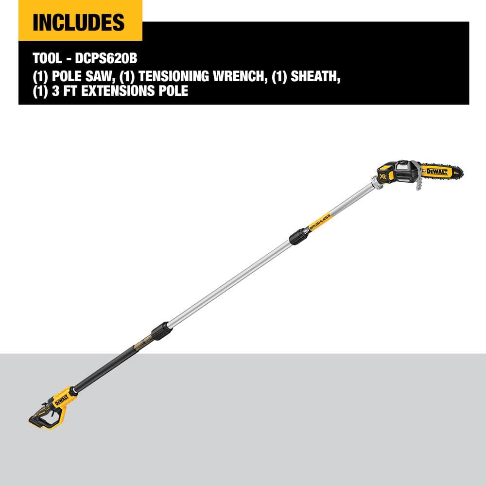 DEWALT 20V MAX 8in. Cordless Battery Powered Pole Saw, DCPS620B