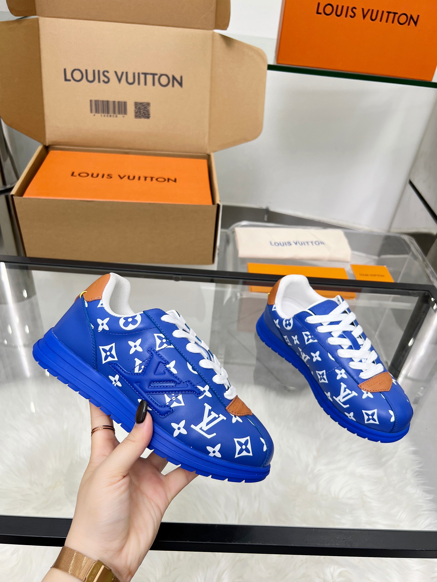 Louis Vuitton LV Trainer Sneaker Blue Monogram – Leather – Women’s Shoes