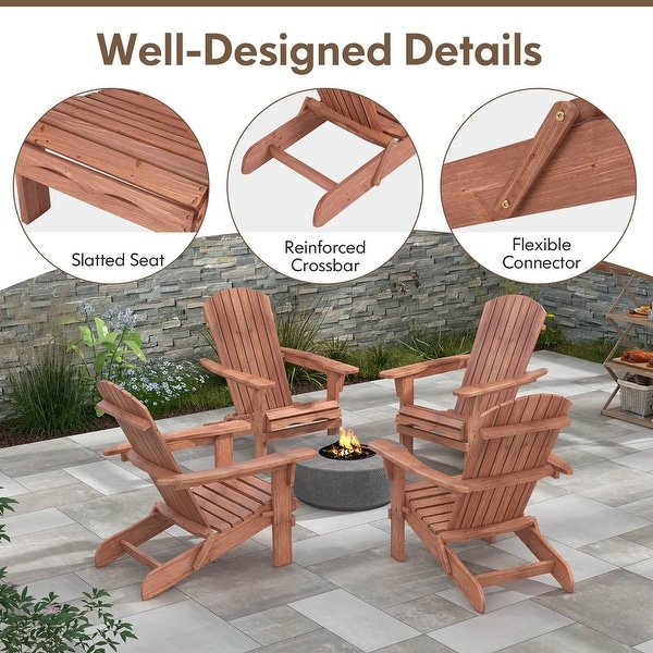 Costway Folding Adirondack Chair Set of 1/4 with High Backrest and Wide