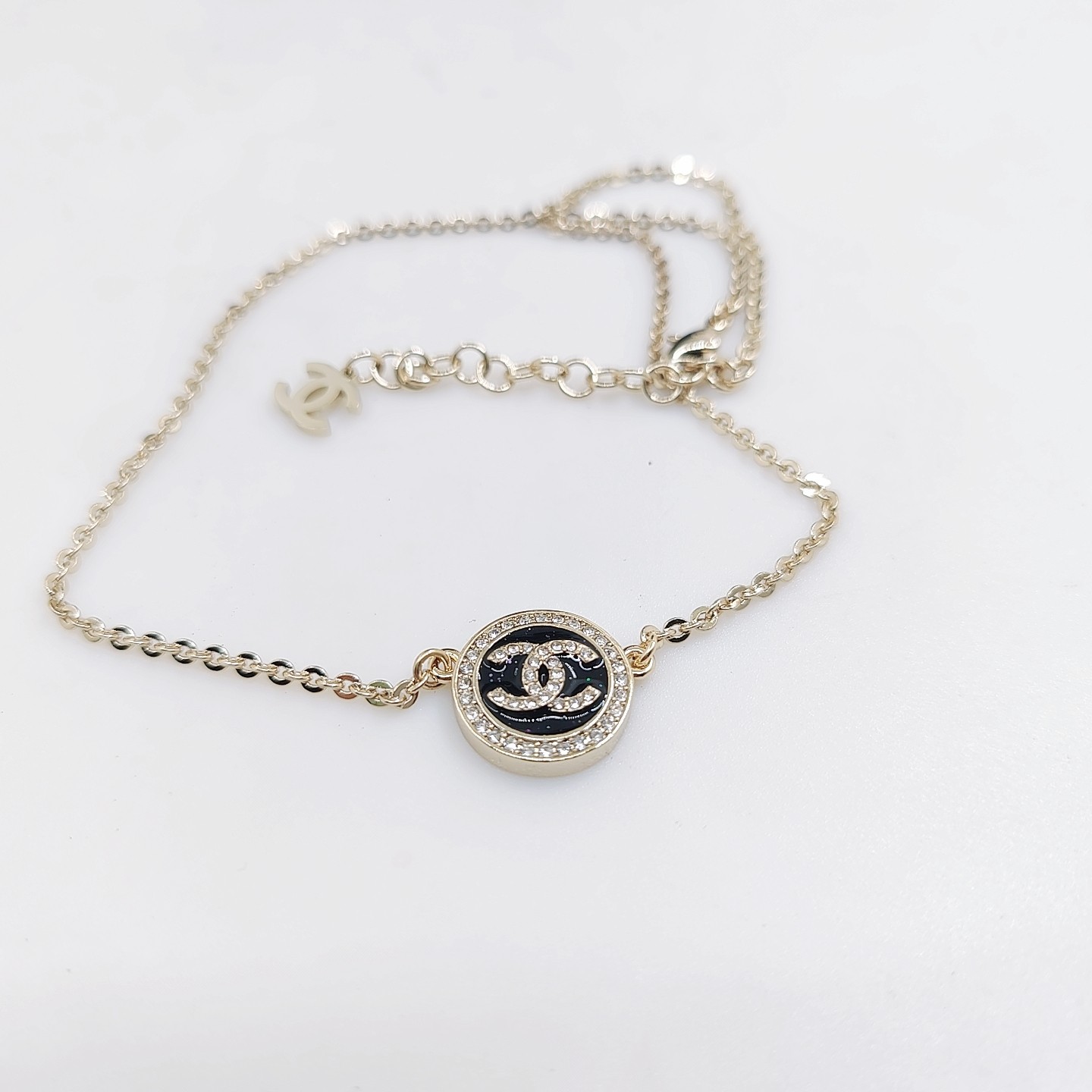 Chanel Light Gold Round Black Necklace - cnluxepick