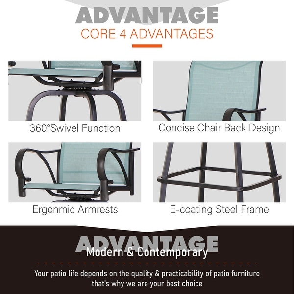 MAISON ARTS 3/5Piece Patio Swivel High Back Bar Stools Set