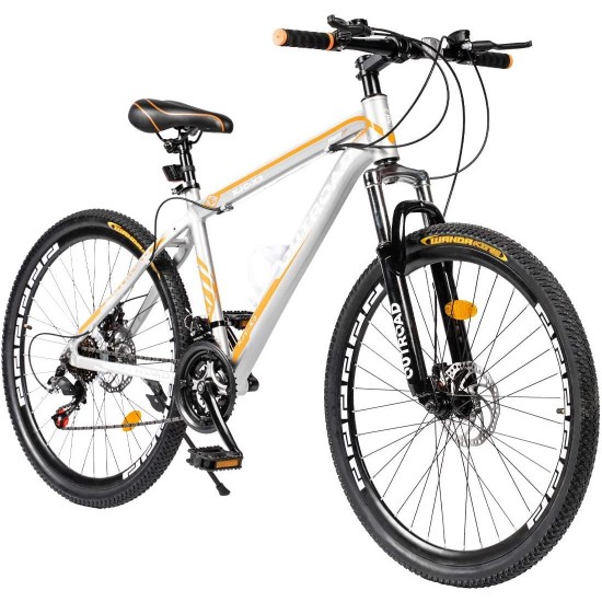 Mountain Bike 26-inch 27.5-inch Wheels, 21 Speed with High Carbon Steel Frame, Double Disc Brake, Front Suspension Anti-Slip Bikes
