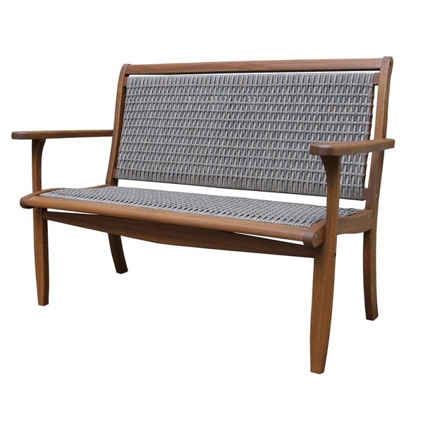 Eilaf Driftwood Grey Wicker and Eucalyptus Bench
