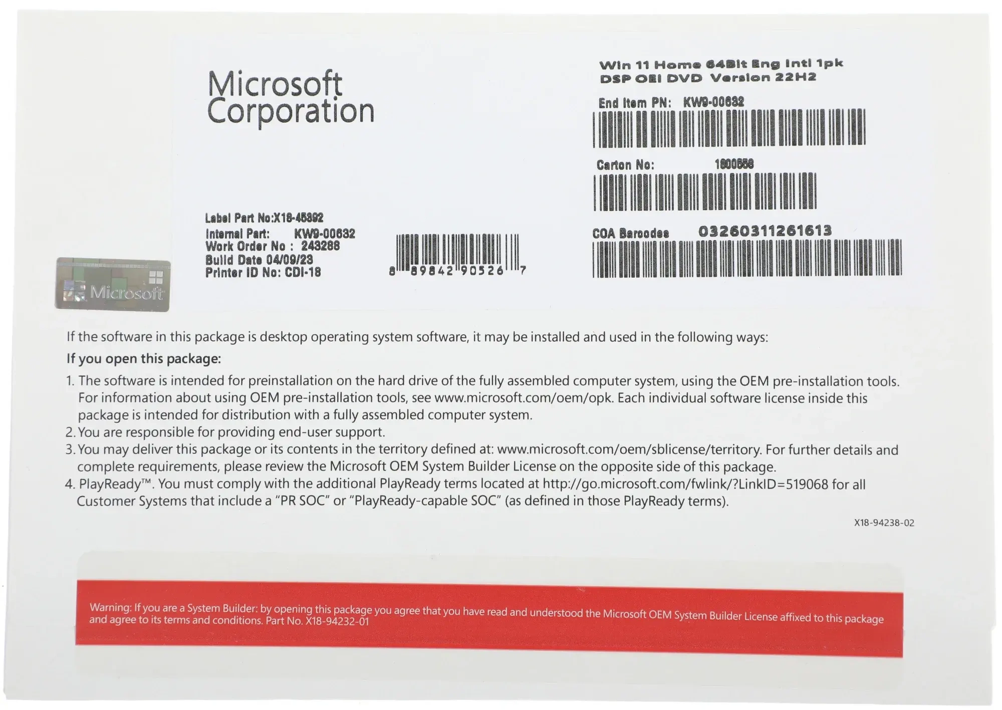 Windows 11 Home 64Bit EngIntl 1pk DSP