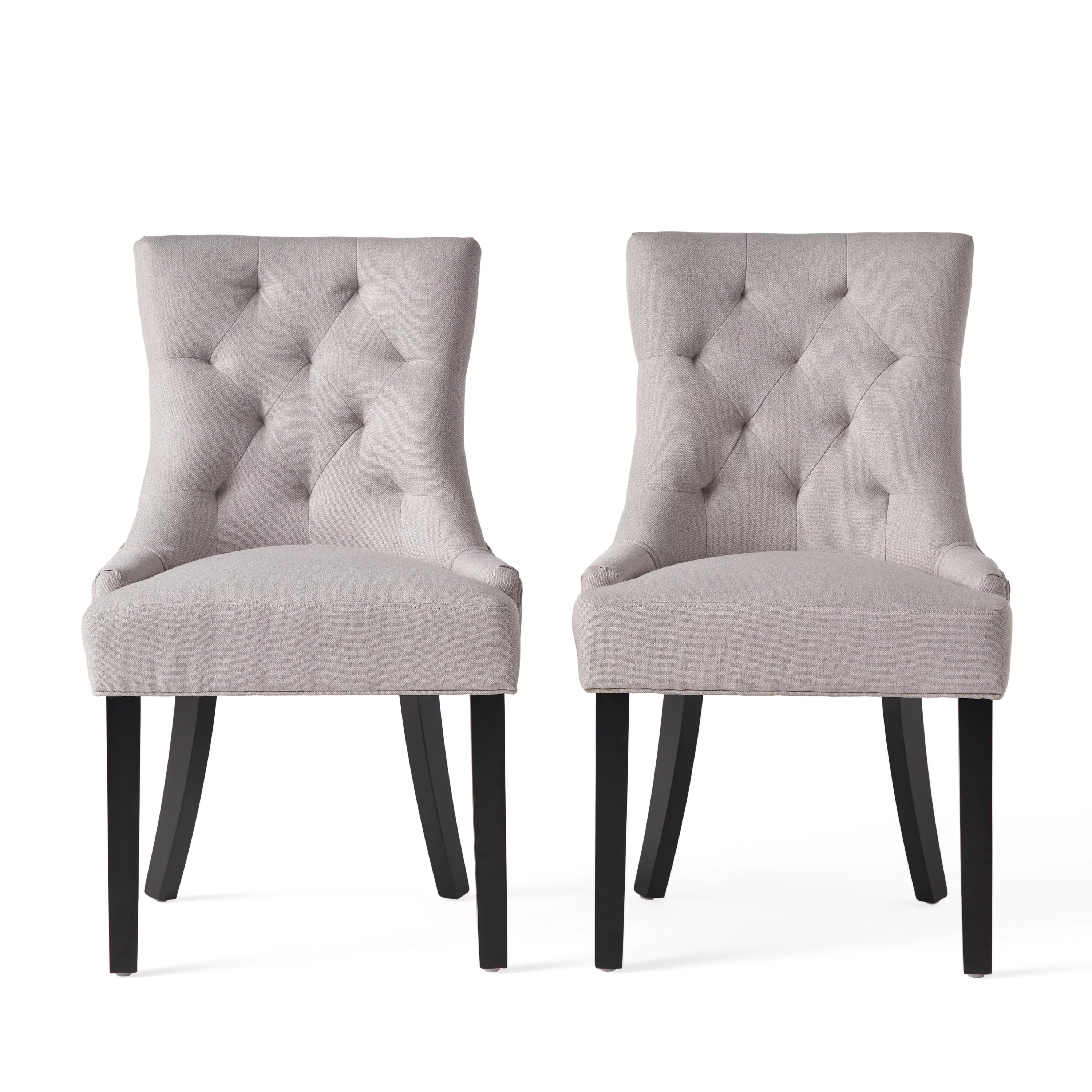 Noble House Harper Contemporary Fabric Dining Chair, Set of 2, Light Grey