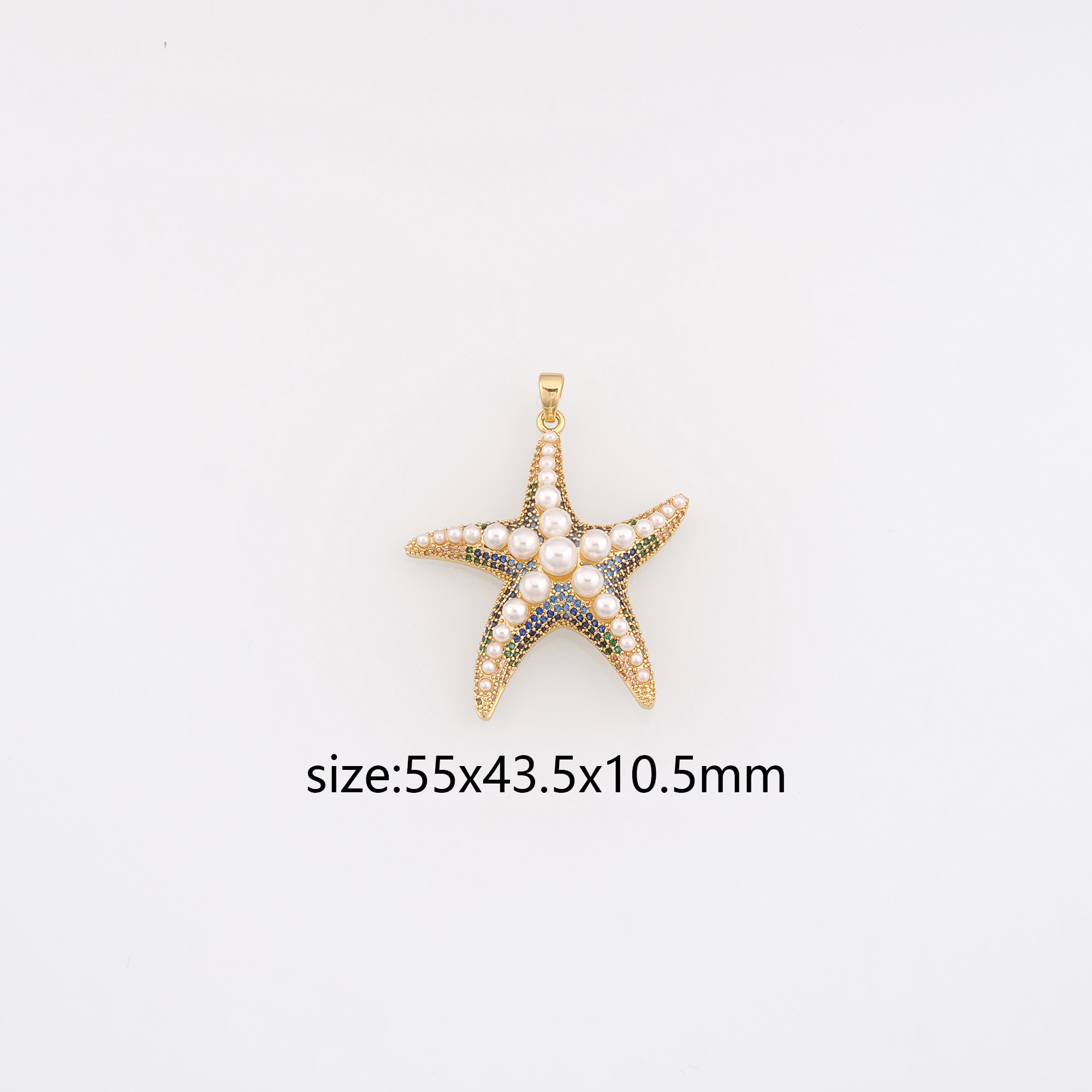 18K Gold Filled Starfish Pendant,CZ Micro Pave Ocean Starfish Charm Earrings Necklace for DIY Jewelry Making Supply