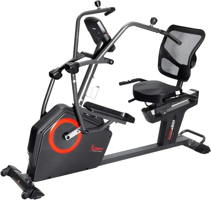 Sunny Health & Fitness SF-RBE4886SMART Recumbent Cross Trainer – Electromagnetic Resistance Elliptical with Arm Exercisers, Bluetooth, and SunnyFit App Integration