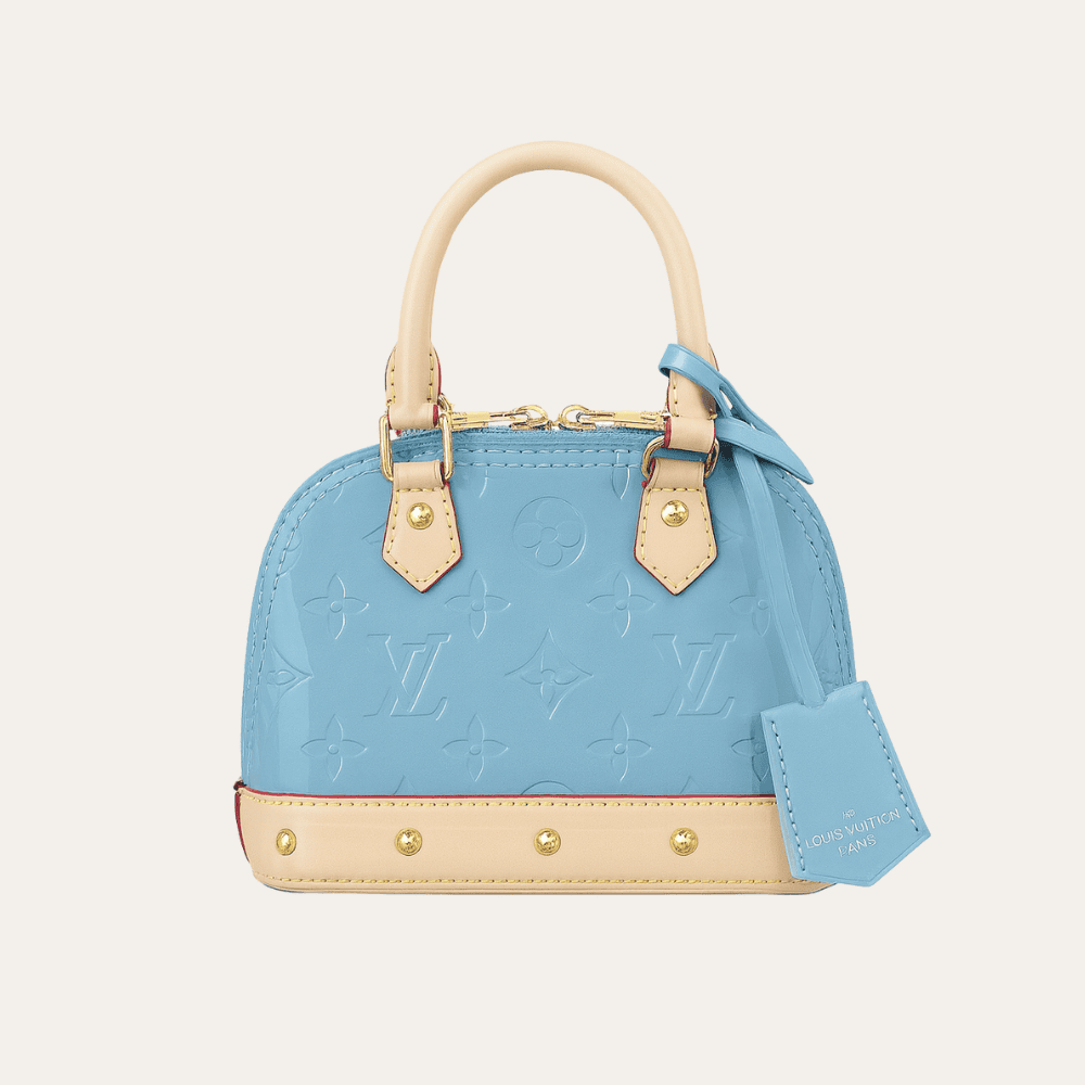 Louis Vuitton Nano Alma Monogram Vernis Blue Beige 9.4 Inches M13078
