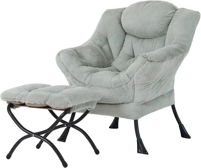 Tiita Modern Lazy Lounge Chair with Matching Ottoman – Large Leisure Armchair Set