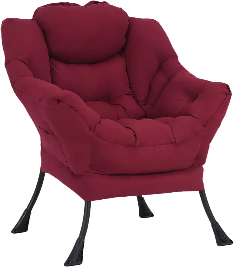 Welnow Modern Lazy Chair with Ottoman – Compact Accent Armchair Featuring Side Pocket and Footrest