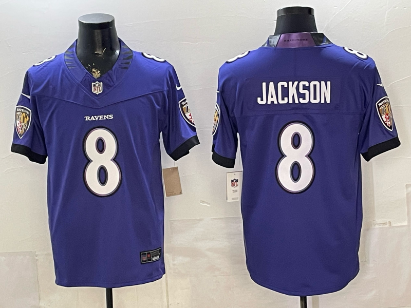 Men's Baltimore Ravens Lamar Jackson #8 Purple Vapor F.U.S.E. Stitched Limited Jersey