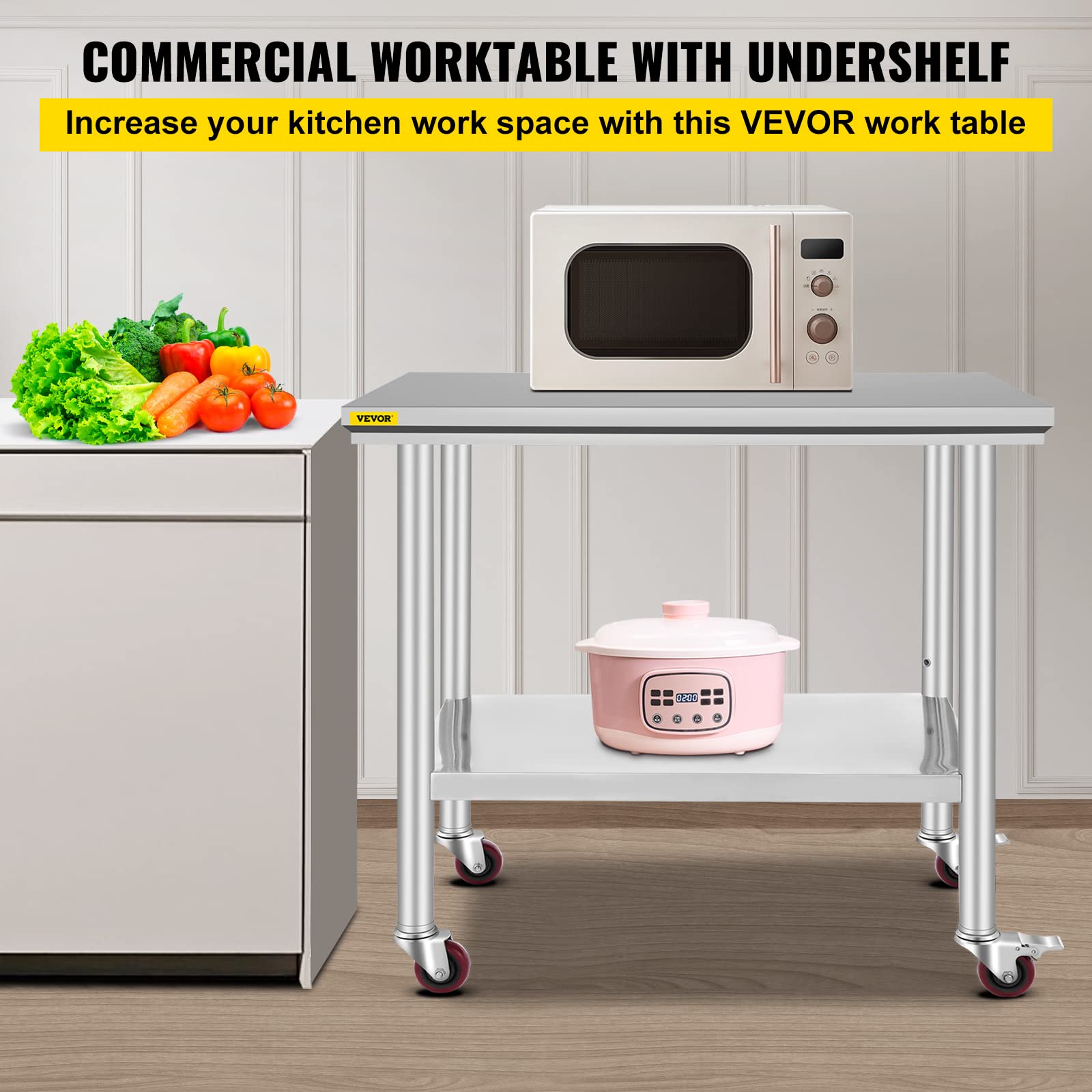 Mophorn Stainless Adjustable Commercial Worktable