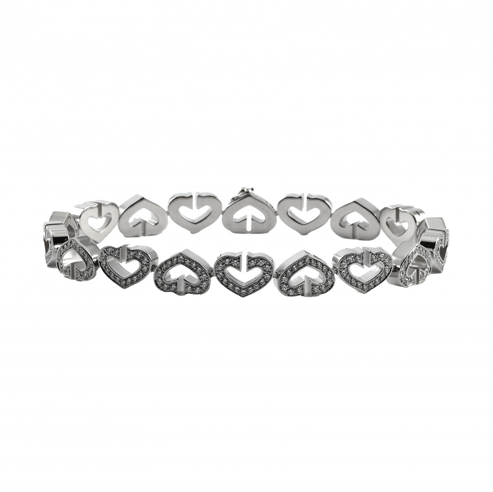 Cartier C Heart Bracelet 18K White Gold Diamond