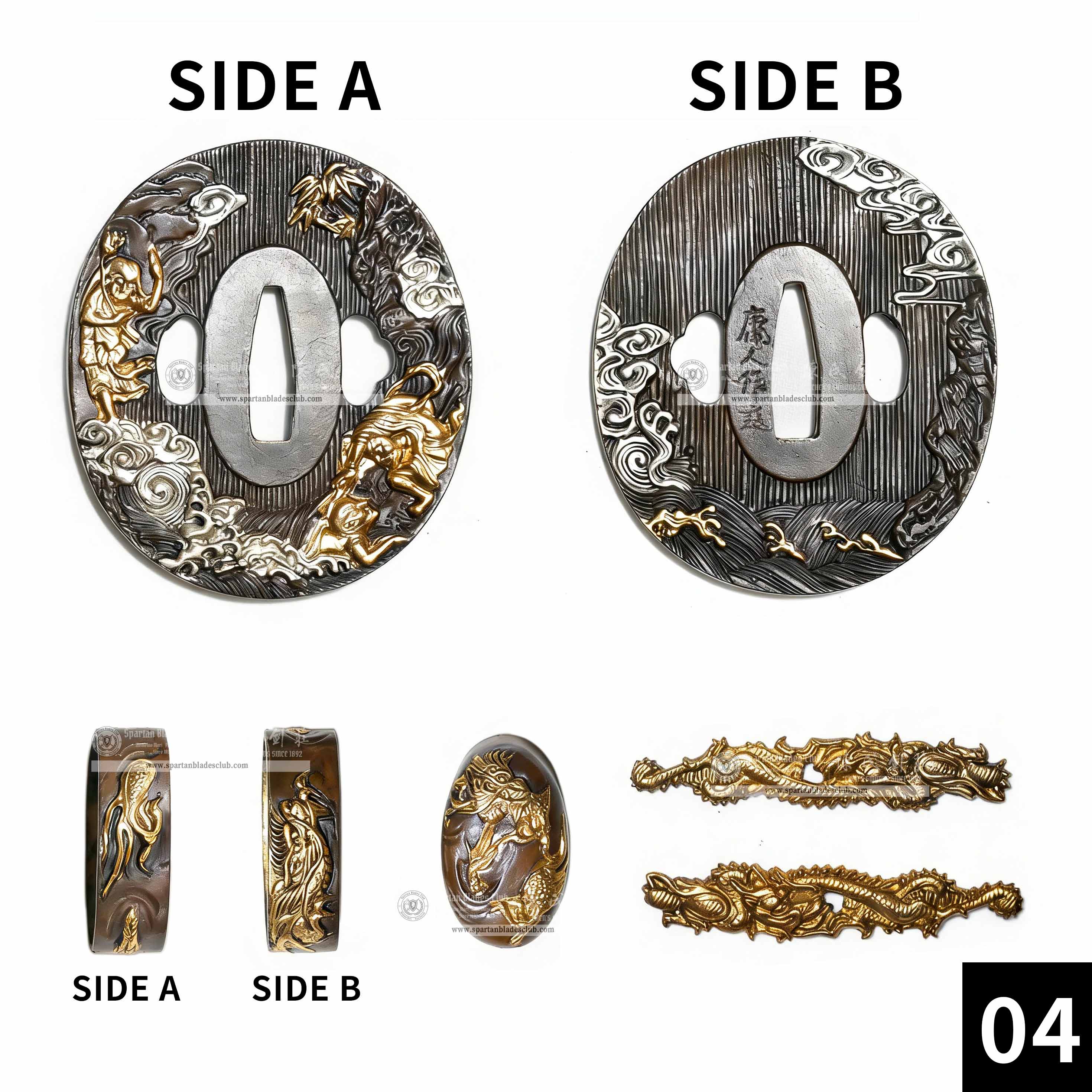 Custom Your Katana | Waves | Complete Set Fittings (Brass Gilded) | Spartan Blades Club | CHEN'S SWORDS 1892 - Spartan Blades Club - 陳氏劍莊1892