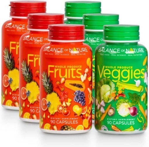 balance-of-nature-Fruit and Vegetable Supplements – 90 Fruits and 90 Veggies Capsules (3-Sets) – Green and Red Superfood, Better Than Multivitamins, No Fillers/Extracts, 100% Natural Whole Food