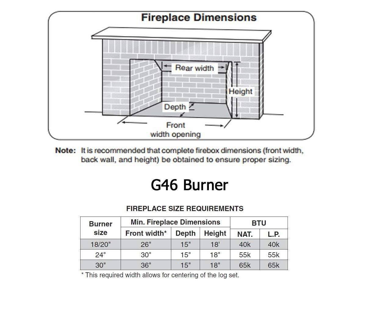 Real Fyre 18x22 G46 Vented Natural GAS Log Burner with Safety Pilot Kit