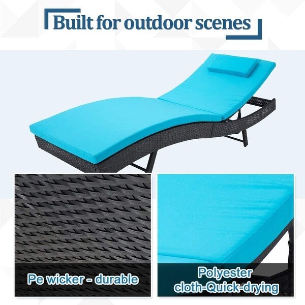 SOLAURA 2Pcs Patio Furniture Adjustable Lounge Rattan Pool Chairs