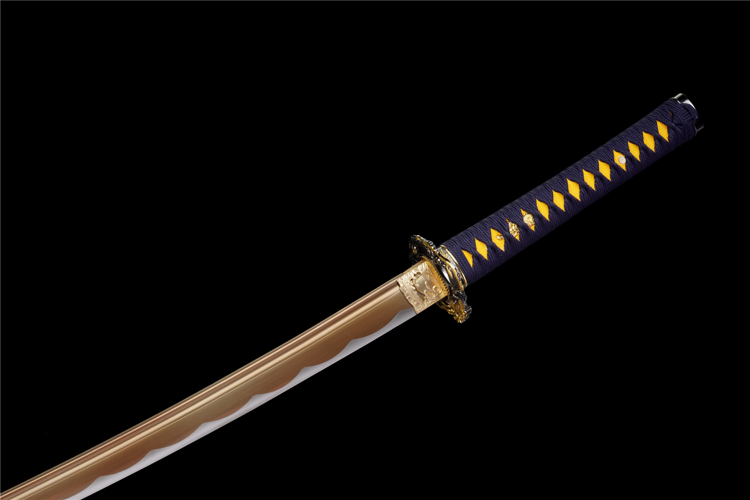 Handmade Japanese Katana High Carbon Gold Blade Dragon Tsuba Full Tang