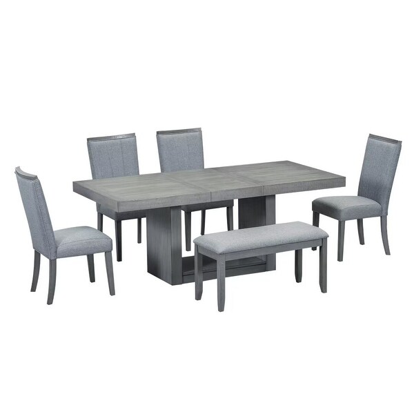 Extendable Dining Table Set with Removable Leaf,4 Upholstered Chair