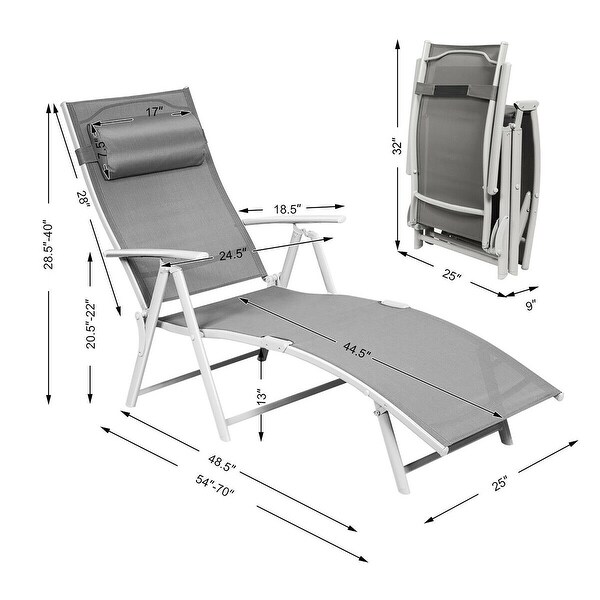 Costway 2PC Folding Chaise Lounge Chair with Cushion