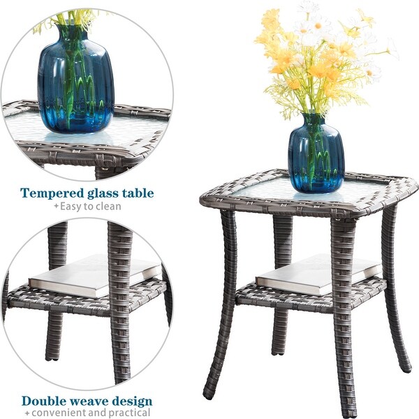 OVIOS 6piece Rattan Wicker Patio Furniture Set Swivel Gliding Chair Set