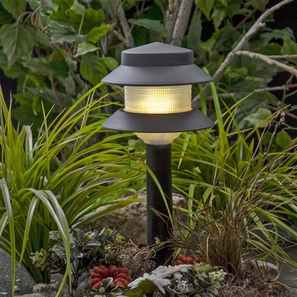 Sterno Home (#GL42171) Two-tiered Outdoor Landscaping Path Light, Black (Power Pack and Landscape Wire )