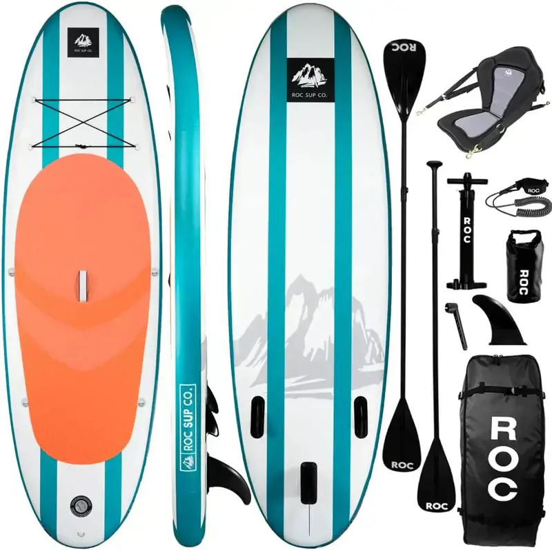 ROC Inflatable SUP Board – Non-Slip Deck & Complete Accessory Bundle