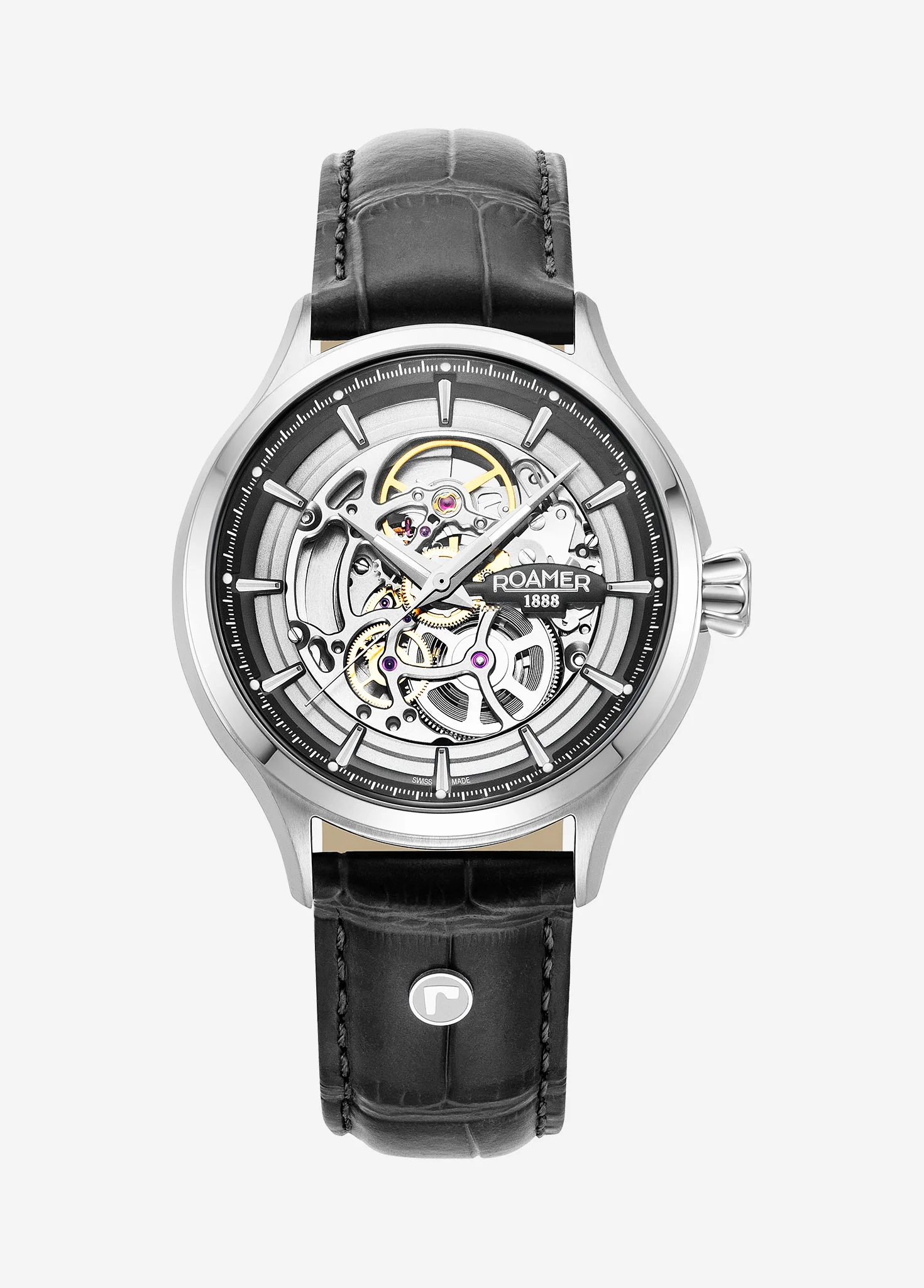 Competence Skeleton IV 43 mm Automatic Three-Hand Black Leather Strap Sapphire glass Stainless Steel swiss watch