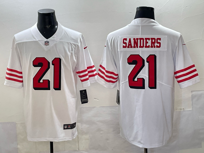 Men's San Francisco 49ers Deion Sanders #21 White Game Player Jersey