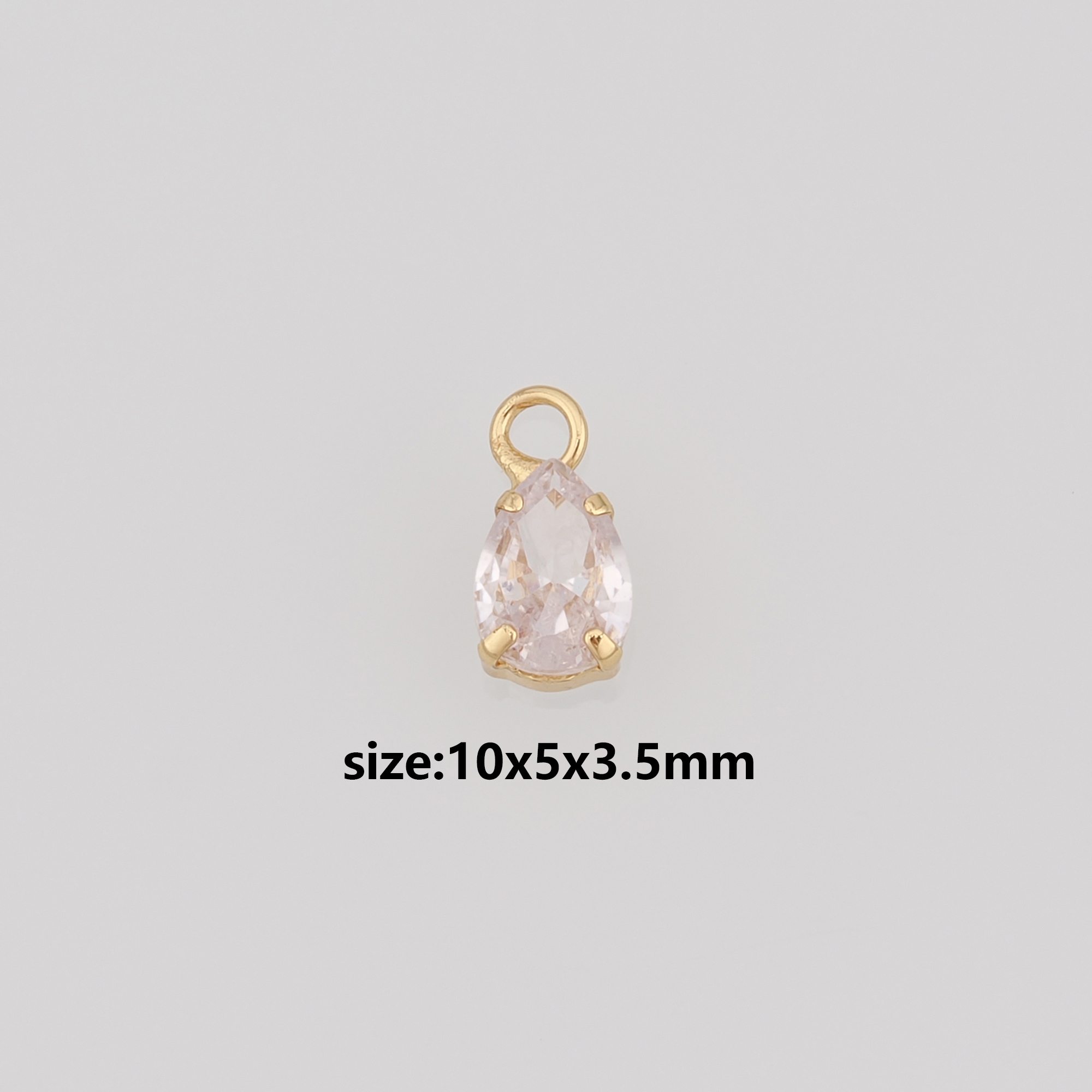 18K Gold Filled Teardrop Pendant,Crystal Teardrop Charm Earrings Necklace for DIY Jewelry Making Supply