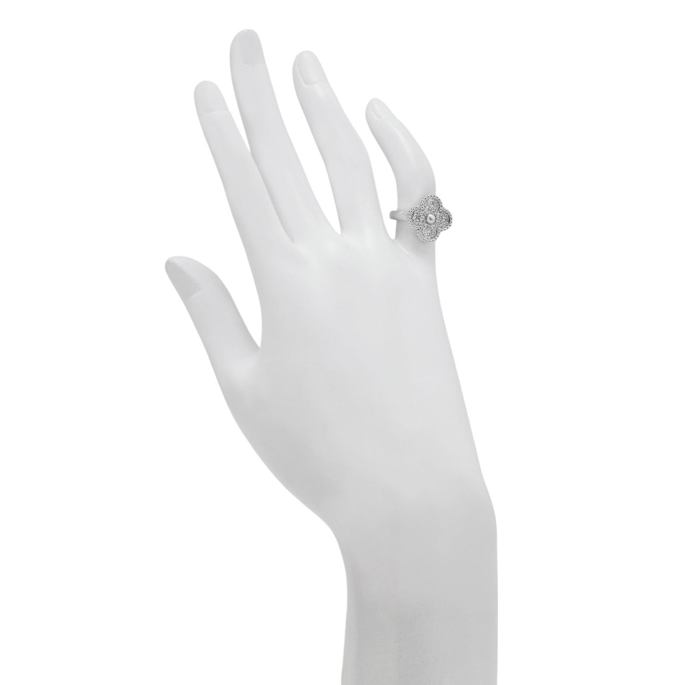 Van Cleef & Arpels Vintage Alhambra Ring 18K White Gold Diamond VCARO26N00