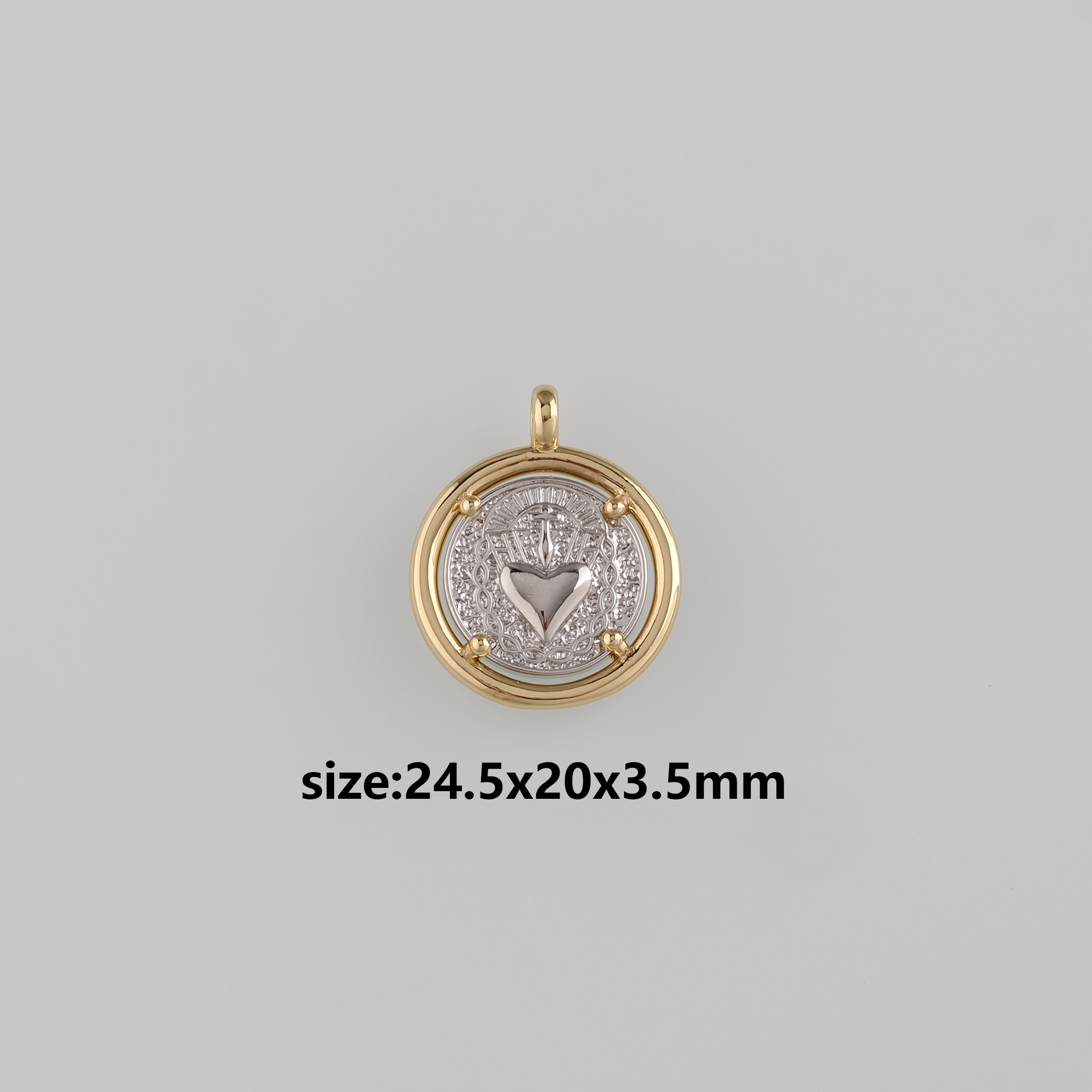 18K Gold Filled Sacred Heart Pendant,Dainty Sacred Heart Charm Earrings Necklace for DIY Jewelry Making Supply