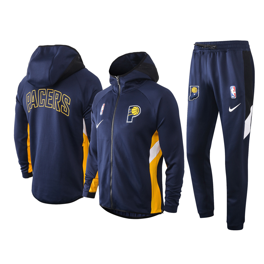 Men's Indiana Pacers Navy 2019/20 Showtime Full-Zip Therma Flex Performance Hoodie