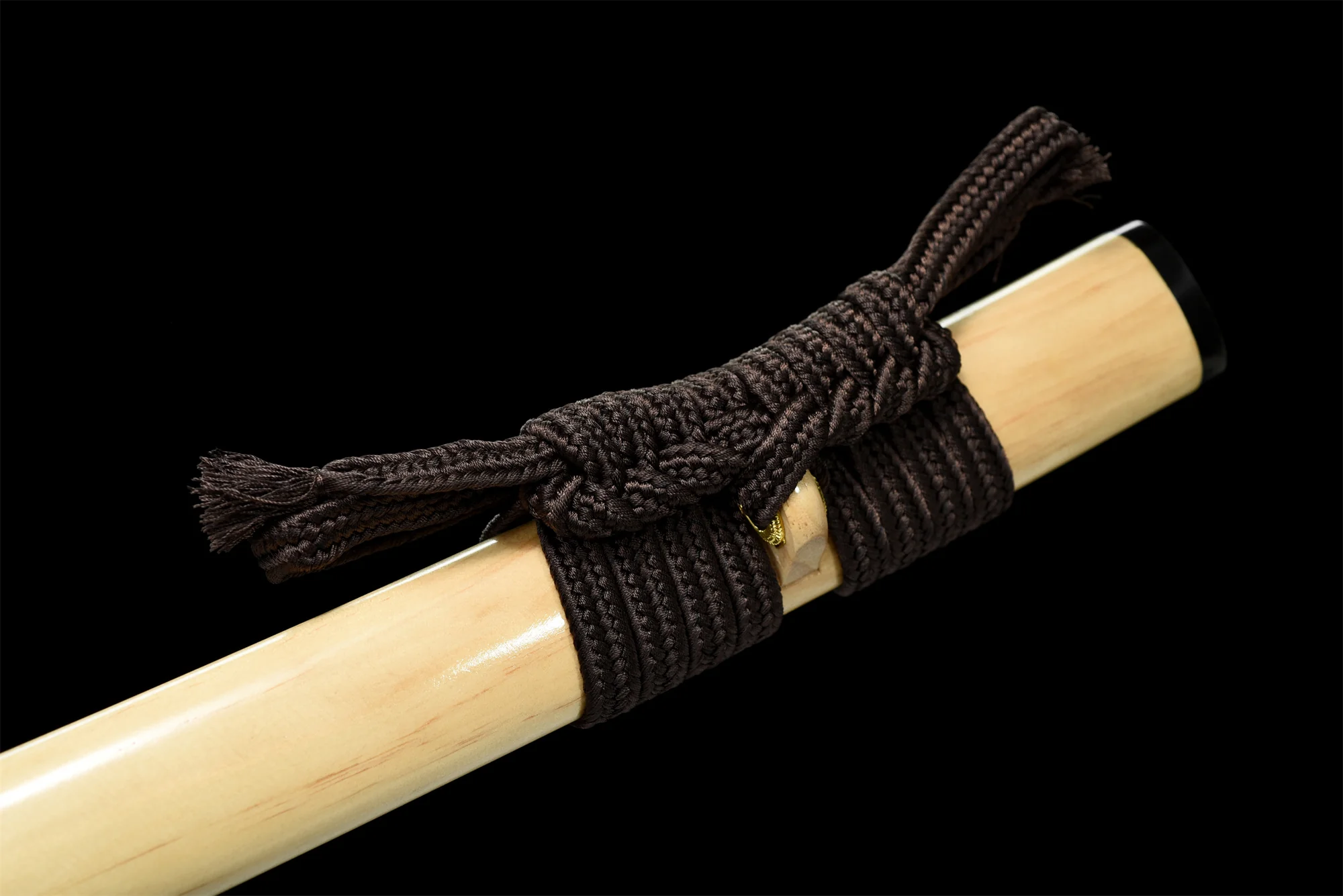 T10 Clay Tempered Katana – Natural Wood Saya, Full Tang