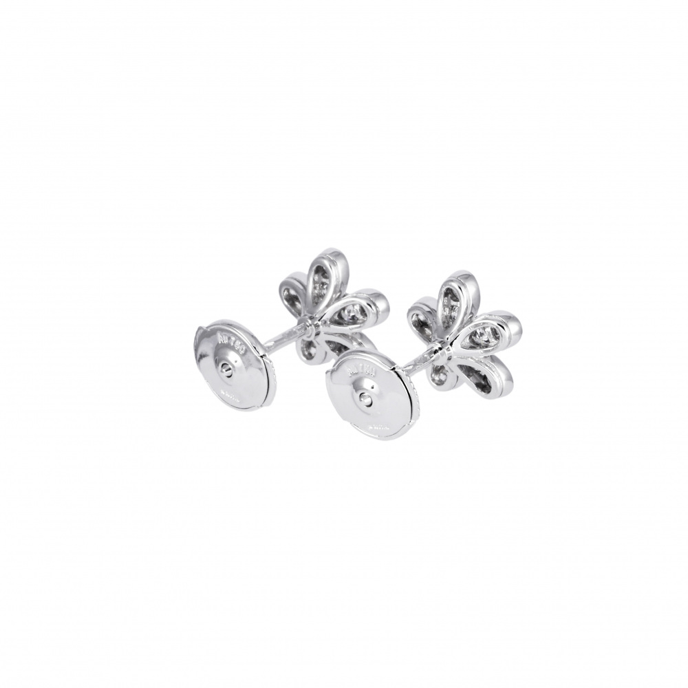 Van Cleef & Arpels Socrates 1 Flower Earrings 18K White Gold Diamond VCARG44100