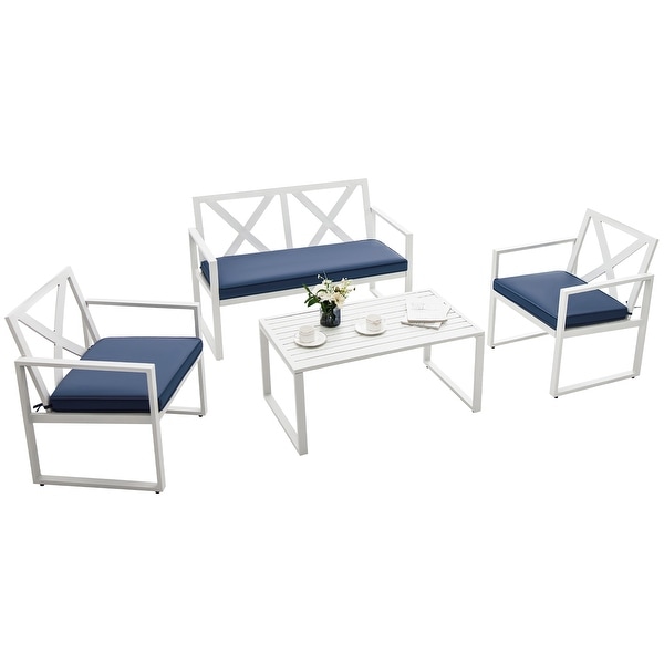 Costway 4PCS Patio Conversation Furniture Set Armrest Cushioned