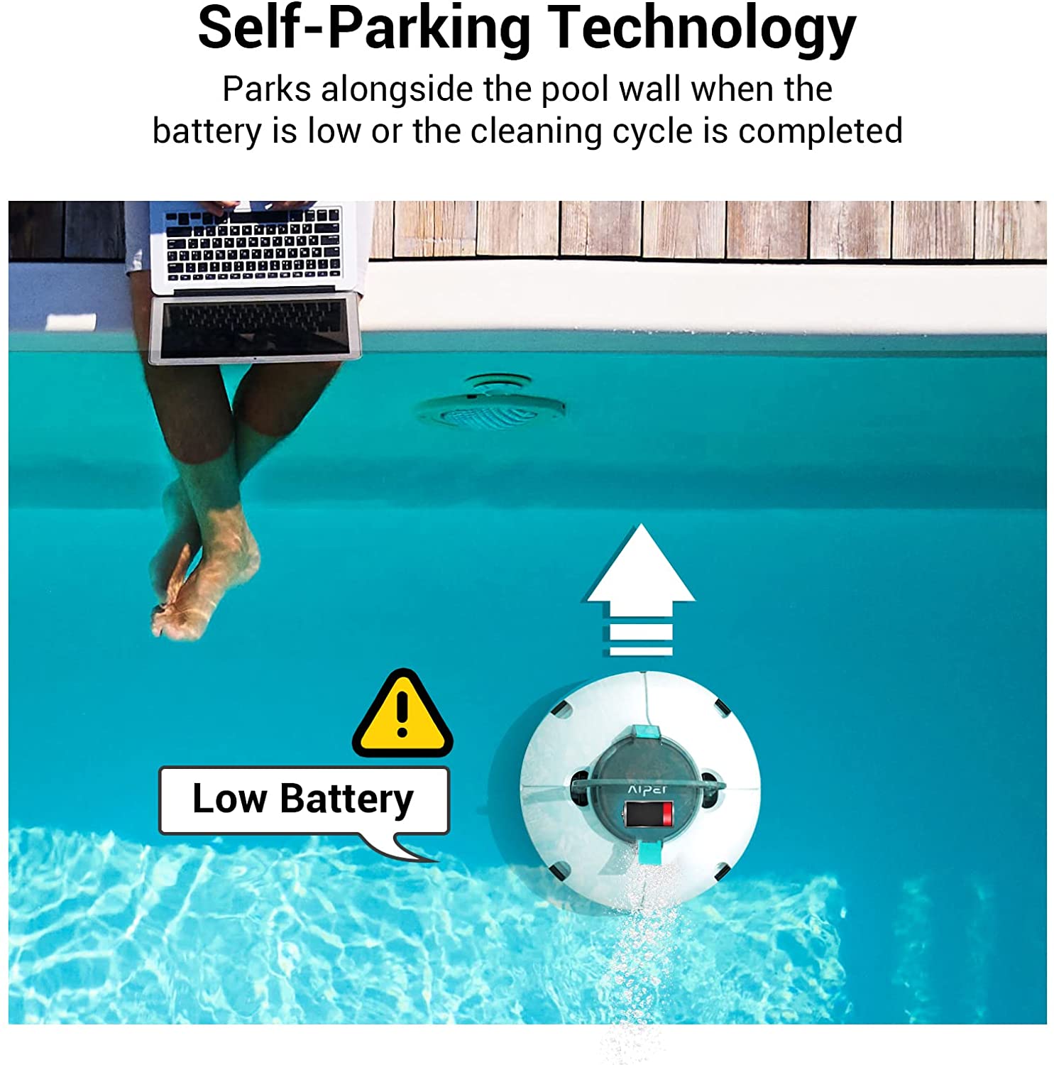 (2022 Upgraded) AIPER Cordless Automatic Pool Cleaner, Strong Suction with Dual Motors, Auto-Dock Robotic Pool Cleaner