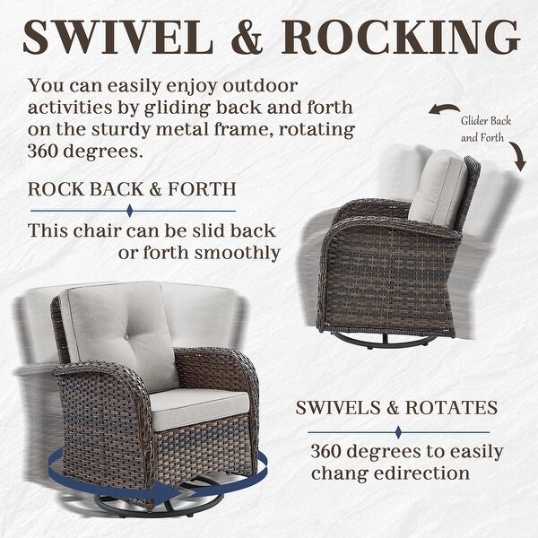 Swivel Chair with Coffee Table and Ottomans