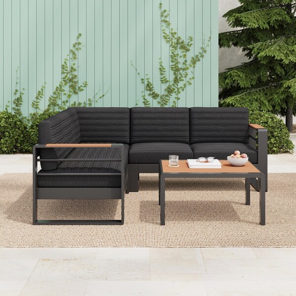 Sornsa Outdoor Aluminum Frame 4 Seater Sectional Sofa Set by Christopher Knight Home