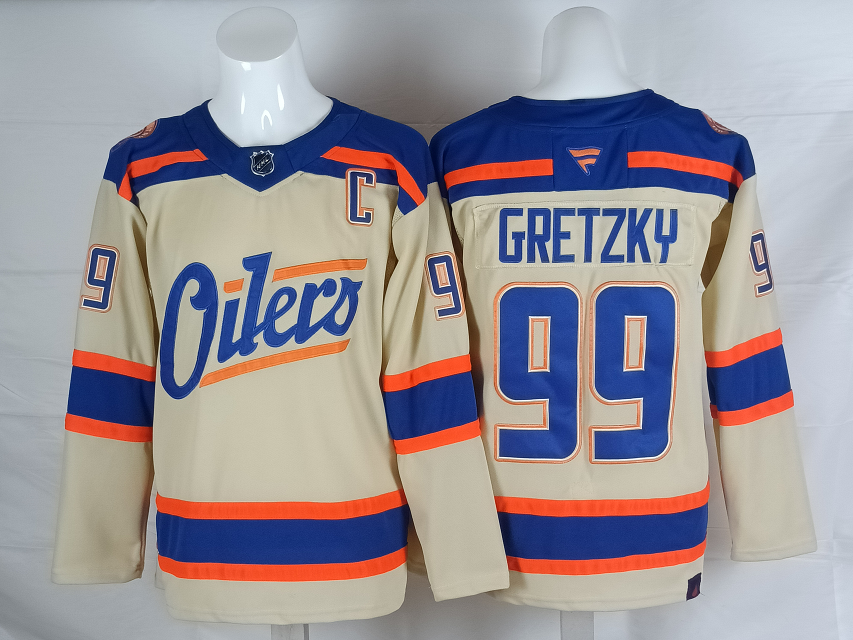 Men's Edmonton Oilers Wayne Gretzky #99 Fanatics Light Beige Premium Player Jersey