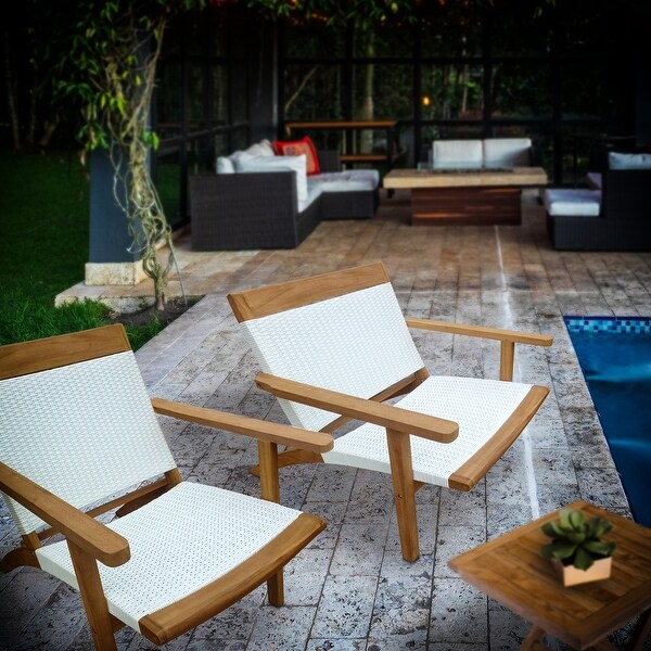 Chic Teak Paris Teak Wood Patio Lounge and Dining Chair,White