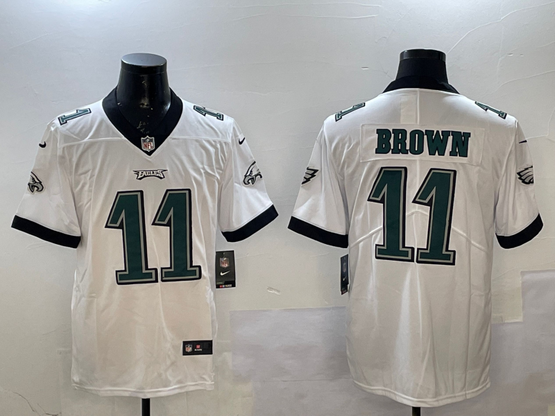 Men's Philadelphia Eagles A.J. Brown #11 White Game Jersey