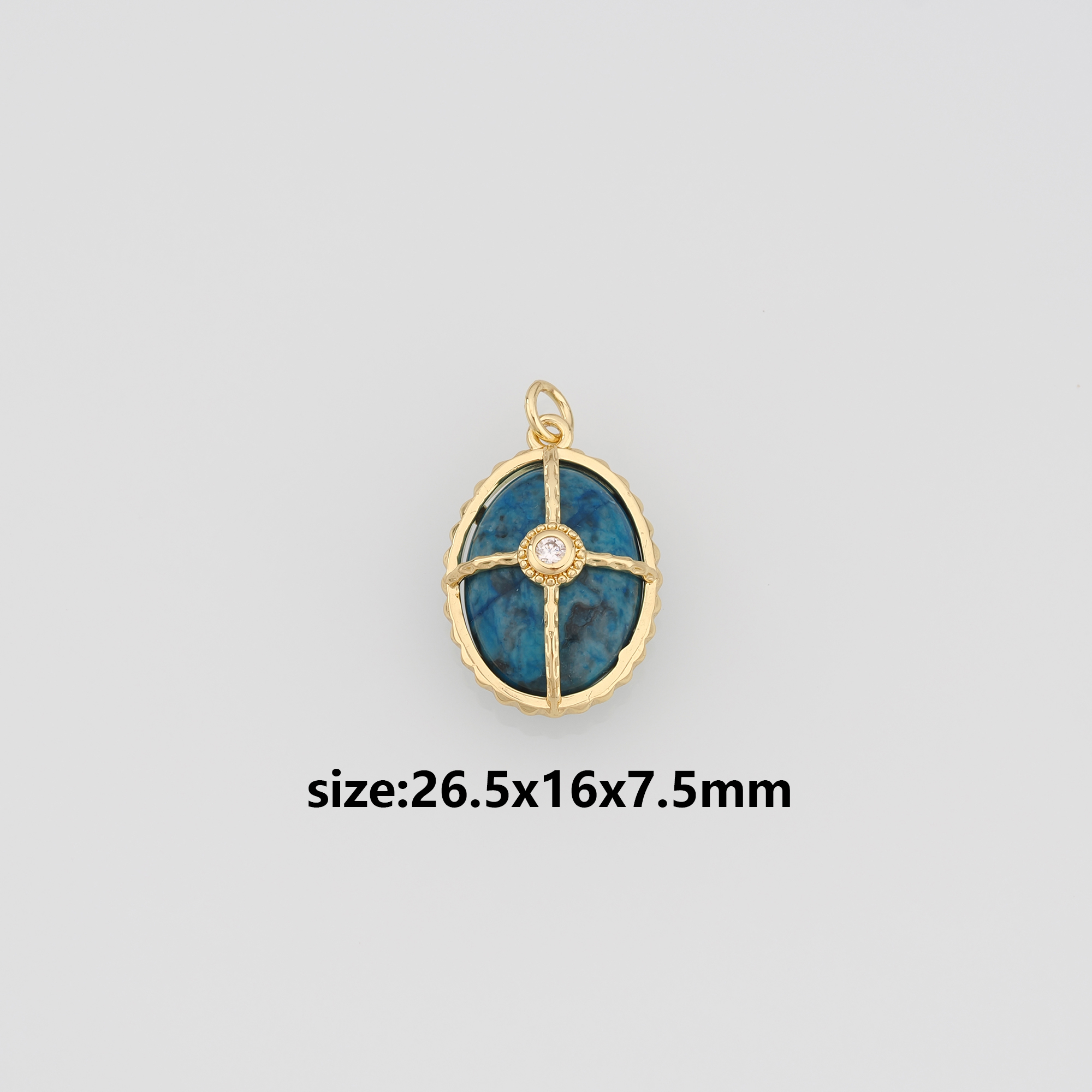 18K Gold Filled Oval Pendant,Natural Stone Oval Charm Earrings Necklace for DIY Jewelry Making Supply