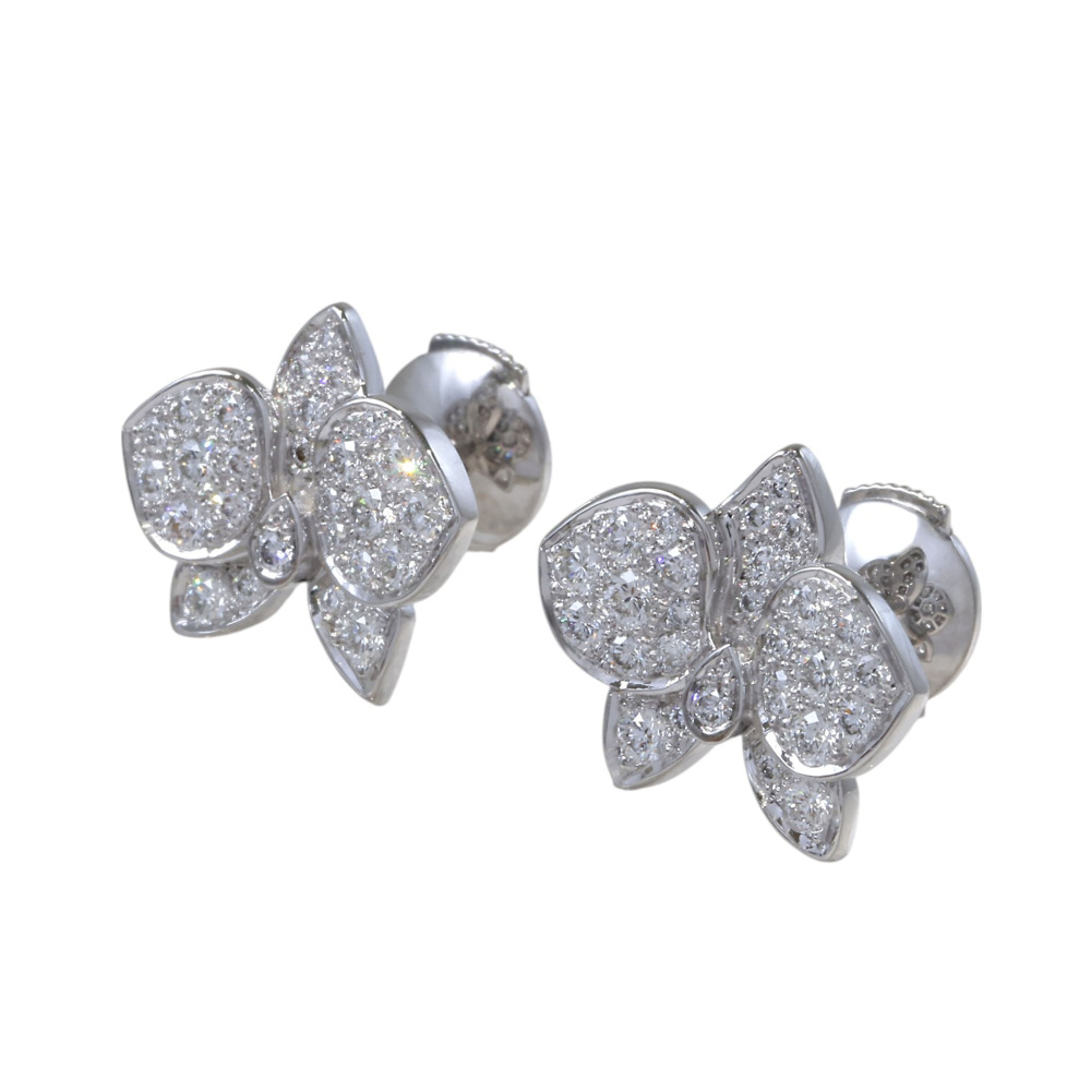 Cartier Caresdor Kidepal Earrings 18K White Gold B8032200