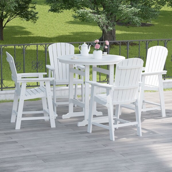 2piece Set Patio Bar with Armchair Set,White