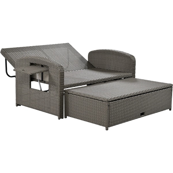 PE Wicker Rattan Reclining Sofa Chair